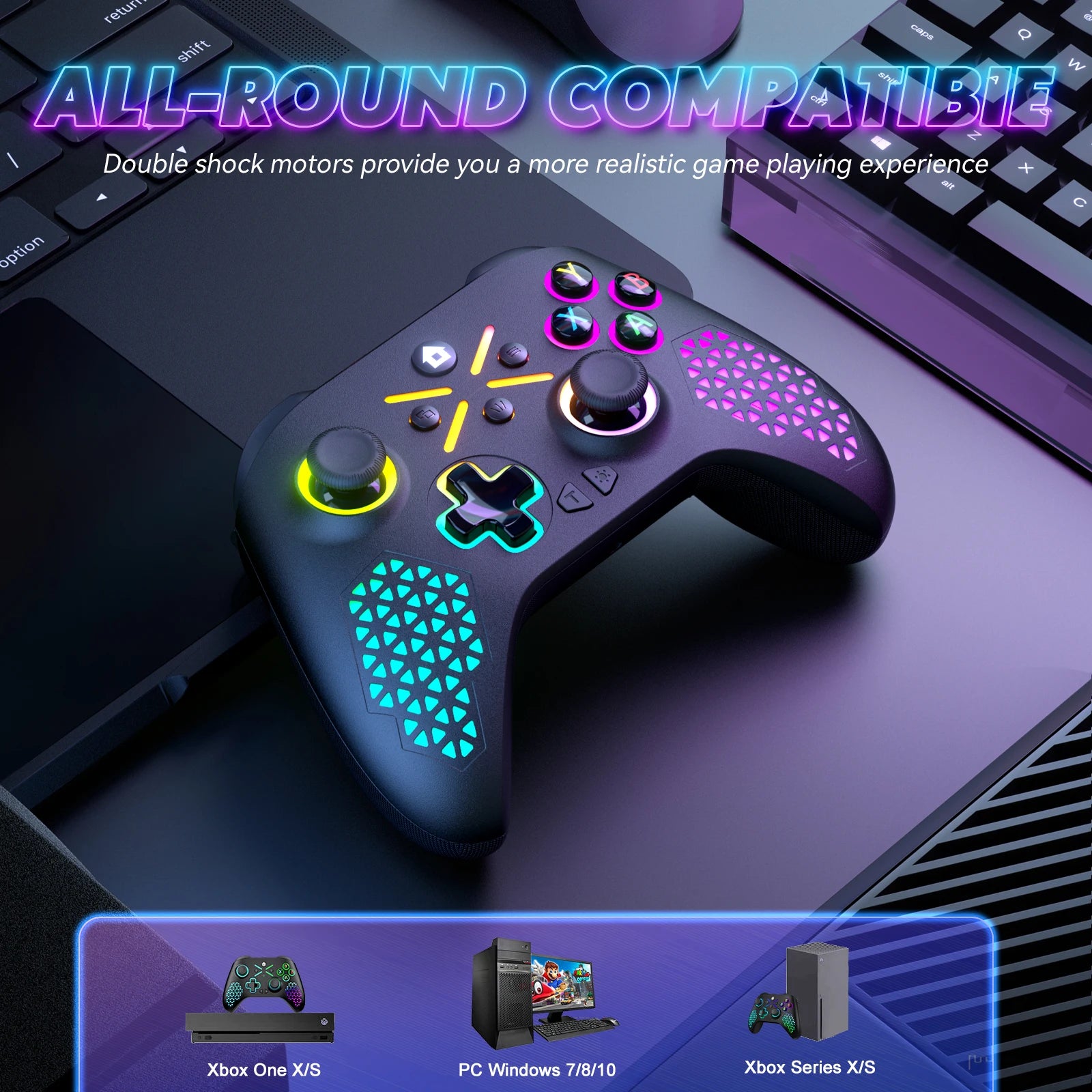 Wireless Gamepad for Xbox One ,Xbox Seris S ,Xbox Series X Console Win 7 8 10 Dual Vibra with Six Axis Gyroscope Game Controller